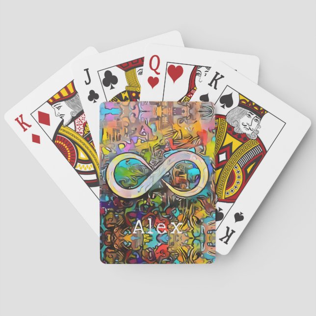 Jeu De Cartes Monogramme | Ajouter un nom | Symbole d'infini (dos)