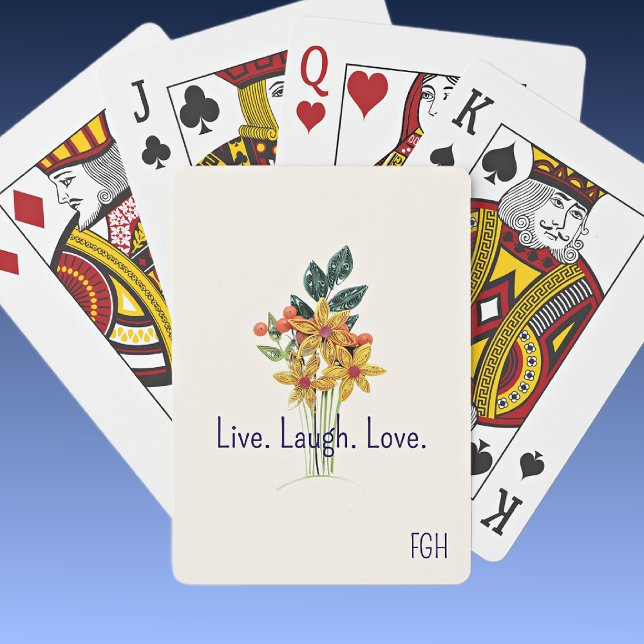 Jeu De Cartes Monogramme, Amour Rire En Vie, Fleurs Recouvertes  (Créateur téléchargé)