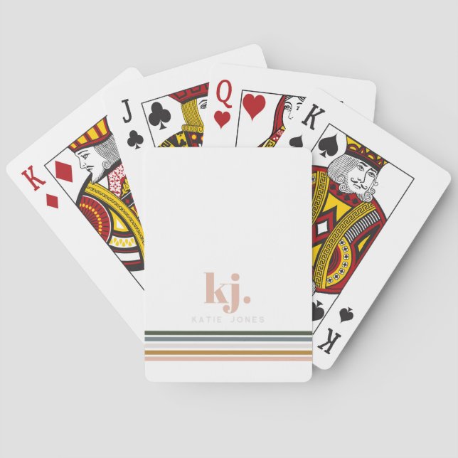 Jeu De Cartes Monogramme Bandes Rétro Chic (dos)
