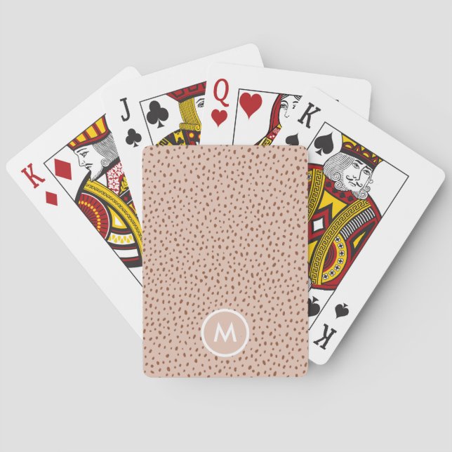 Jeu De Cartes Monogramme beige tendance avec Boho en terre cuite (dos)
