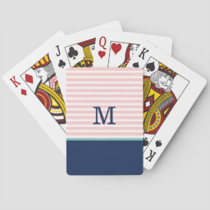 Jeu De Cartes Monogramme bleu et rose