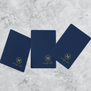 Jeu De Cartes Monogramme bleu marine et or