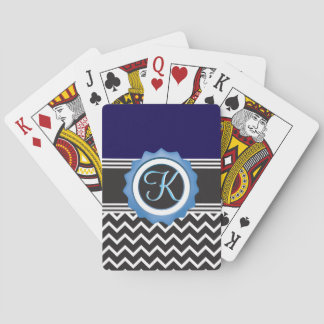 Jeu De Cartes Monogramme bleu noir Chevron