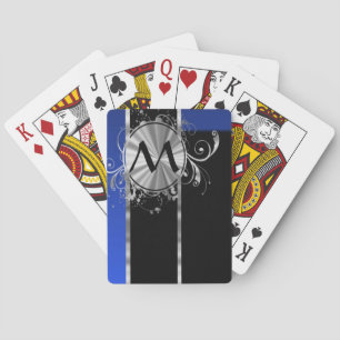 Jeu De Cartes Monogramme bleu noir et argent
