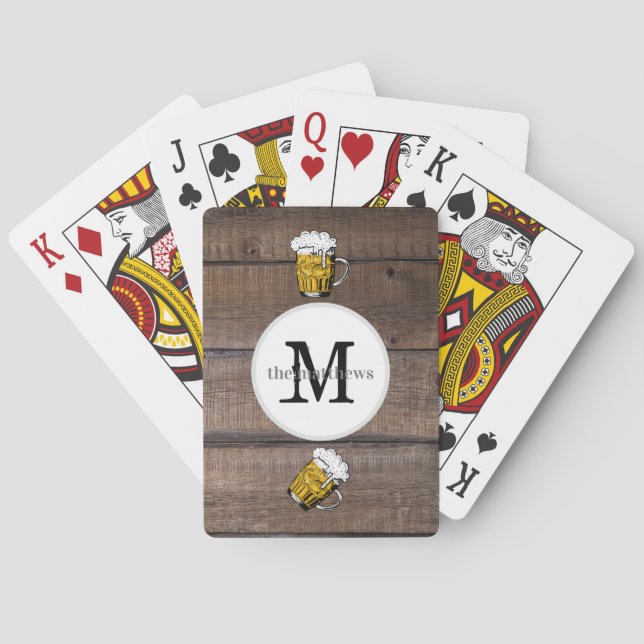 Jeu De Cartes Monogramme bois rustique Créez votre propre nom de (dos)