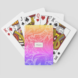 Jeu De Cartes Monogramme botanique arc-en-ciel vintage William M