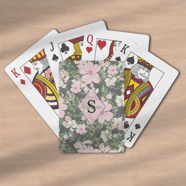Jeu De Cartes Monogramme botanique rose vintage (Créateur téléchargé)