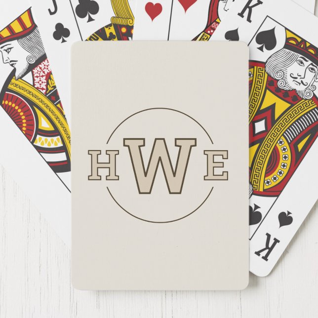 Jeu De Cartes Monogramme Brown Initiales simples Cool moderne Ré (Brown Monogram Simple Initials Modern Cool Retro Poker Cards)