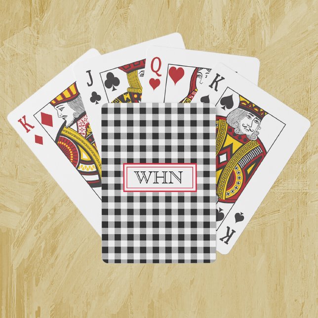 Jeu De Cartes Monogramme Buffalo Check, Red Accent Deck de (Créateur téléchargé)