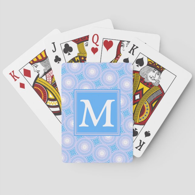 Jeu De Cartes Monogramme Cercles bleu électrique motif (dos)