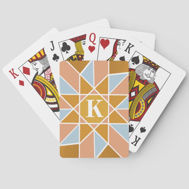Jeu De Cartes Monogramme classique avec Motif étoilé 8 faces (dos)