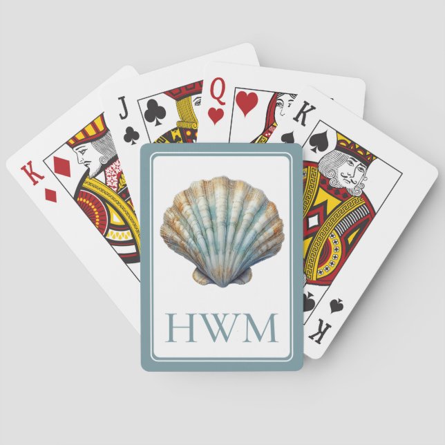 Jeu De Cartes Monogramme Coquille Saint-Jacques Bleu Côtiers (dos)