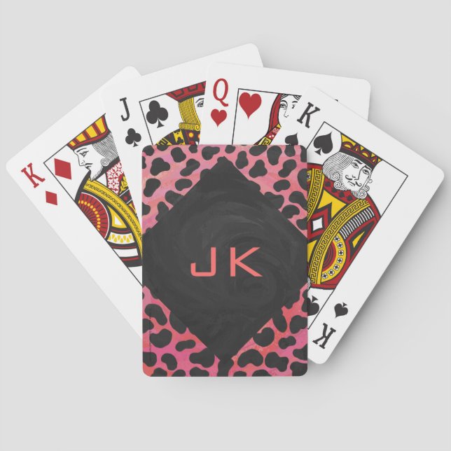 Jeu De Cartes Monogramme Dalmatien Noir et Rouge (dos)