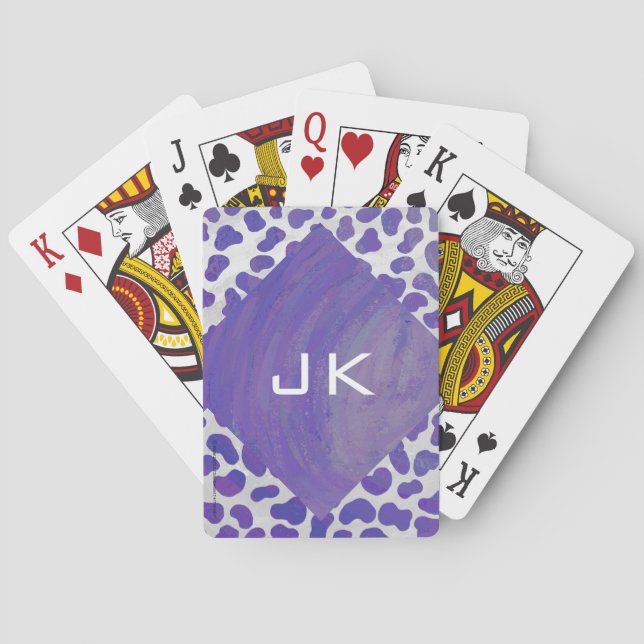 Jeu De Cartes Monogramme Dalmatien violet et blanc (dos)