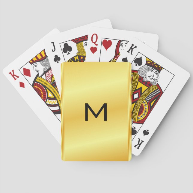 Jeu De Cartes Monogramme d'apparence métal or moderne Modèle de  (dos)