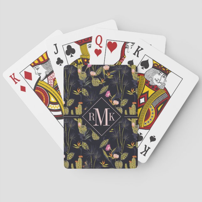 Jeu De Cartes Monogramme | Dark Summer Night Cactus Motif (dos)