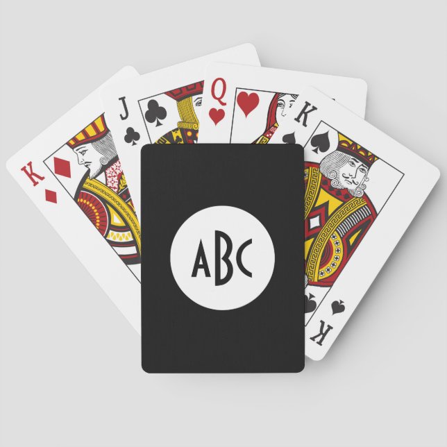 Jeu De Cartes Monogramme de cercle blanc et noir (dos)
