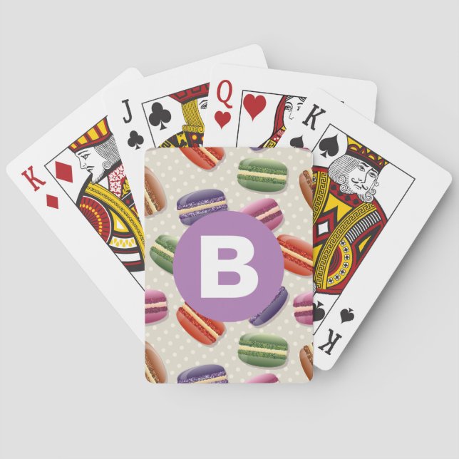 Jeu De Cartes Monogramme de Dotty Lilac, Motif de Macaron (dos)