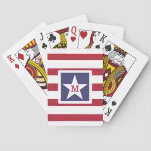 Jeu De Cartes Monogramme de drapeau américain personnalisable