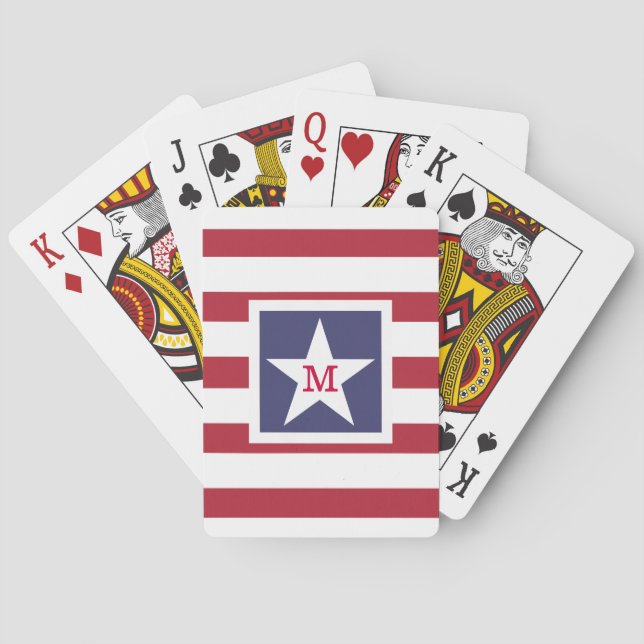 Jeu De Cartes Monogramme de drapeau américain personnalisable (dos)