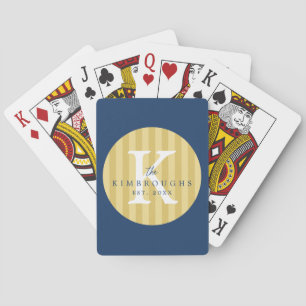 Jeu De Cartes Monogramme de famille de cercle rayé de toutes les