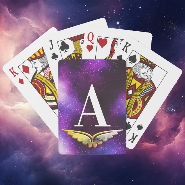 Jeu De Cartes Monogramme de galaxie violette à aile dorée (Créateur téléchargé)
