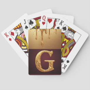 Jeu De Cartes Monogramme de la lettre G pailletée avec liquide q