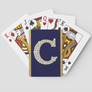 Jeu De Cartes Monogramme de lettre C orné de joyaux dans un cadr