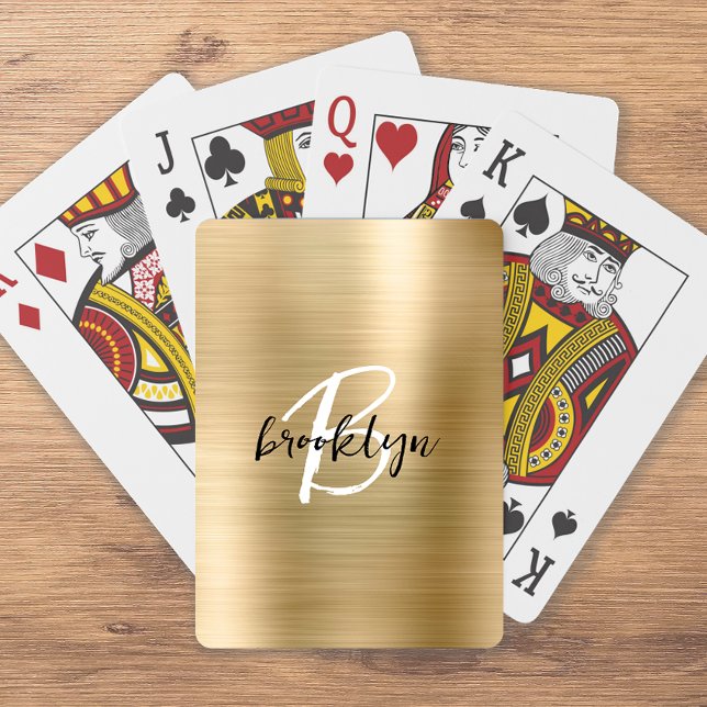 Jeu De Cartes Monogramme de métal brossé or noir et blanc  (Créateur téléchargé)
