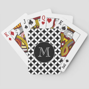 Jeu De Cartes Monogramme de Motif géométrique moderne noir et bl