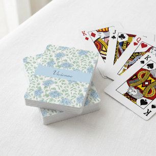 Jeu De Cartes Monogramme de nom aquarelle de fleur sauvage verte