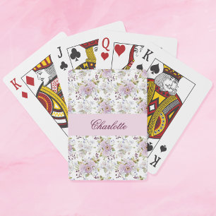 Jeu De Cartes Monogramme de nom de fleur botanique sauvage flora