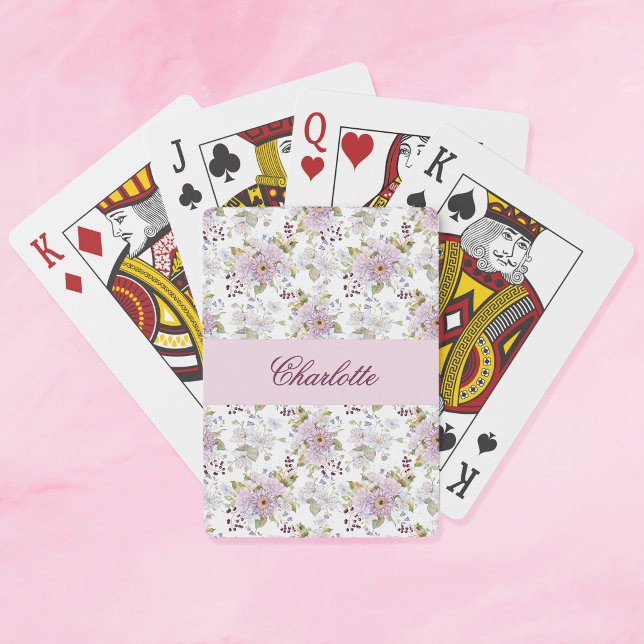 Jeu De Cartes Monogramme de nom de fleur botanique sauvage flora (Floral Botanical Wildflower Monogram Name)