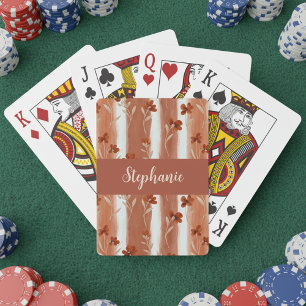 Jeu De Cartes Monogramme de nom de fleur sauvage en terre cuite 