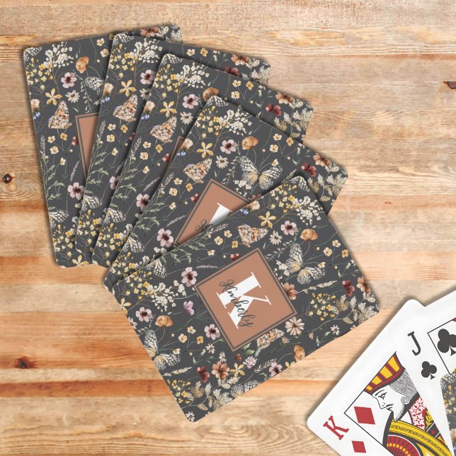 Jeu De Cartes Monogramme de nom floral Boho moderne (Créateur téléchargé)