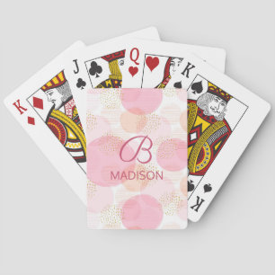 Jeu De Cartes Monogramme de nom personnalisé en or rose
