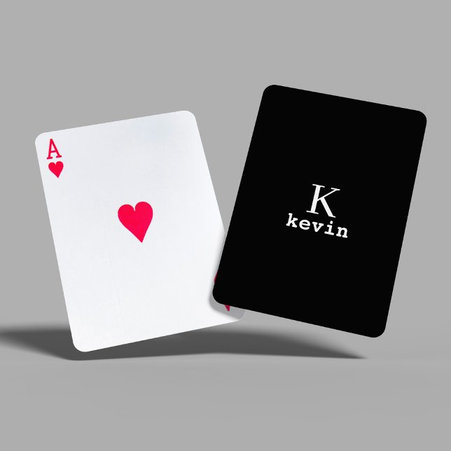 Jeu De Cartes Monogramme de nom personnalisé noir et blanc (Créateur téléchargé)