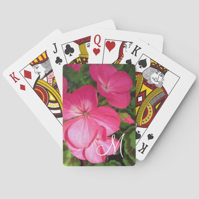 Jeu De Cartes Monogramme de photographie florale rose (dos)