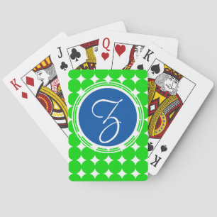 Jeu De Cartes Monogramme de point Polka bleu et vert