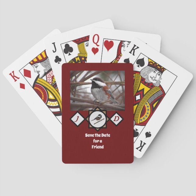 Jeu De Cartes Monogramme de poulet à dos de châtaignier adorable (dos)