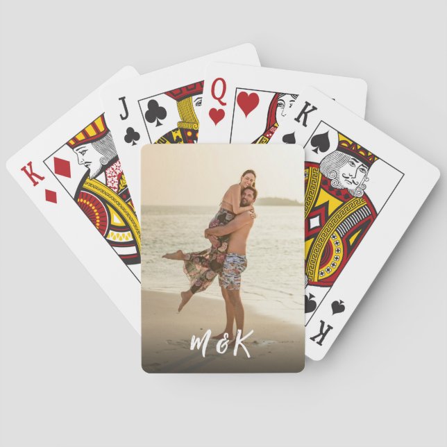 Jeu De Cartes Monogramme de script moderne photo personnalisée (dos)