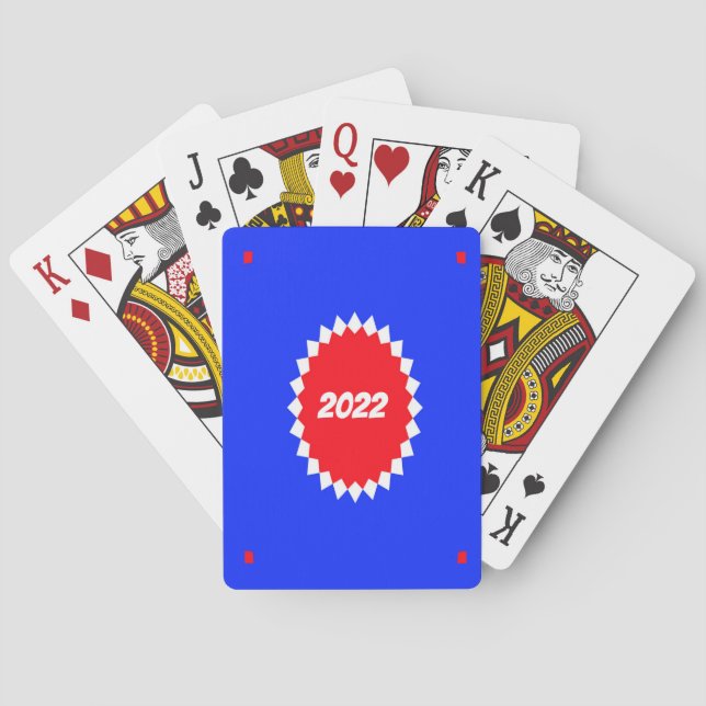 Jeu De Cartes Monogramme de Starburst rouge, blanc et bleu (dos)