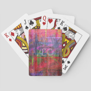 Jeu De Cartes Monogramme de texture de bois coloré #2