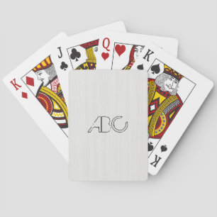 Jeu De Cartes Monogramme de texture du grain de bois blanc