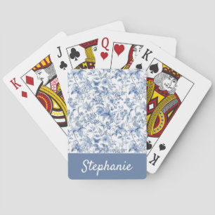 Jeu De Cartes Monogramme de toile florale bleue vintage