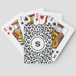 Jeu De Cartes monogramme d'impression chic de guépard noir et bl