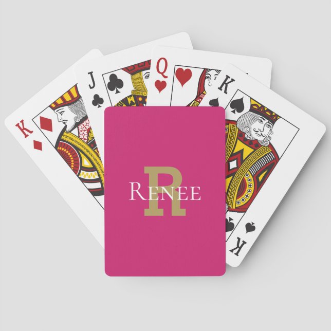 Jeu De Cartes Monogramme d'or rose Pont moderne Canasta (dos)