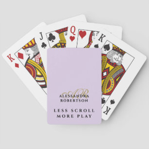 Jeu De Cartes Monogramme drôle pastel violet lavande or noir