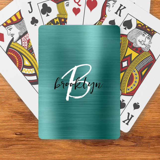 Jeu De Cartes Monogramme écriture noir blanc Métal brossé sarcel (Créateur téléchargé)