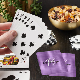 Jeu De Cartes Monogramme écriture noire et blanche sur métal bro